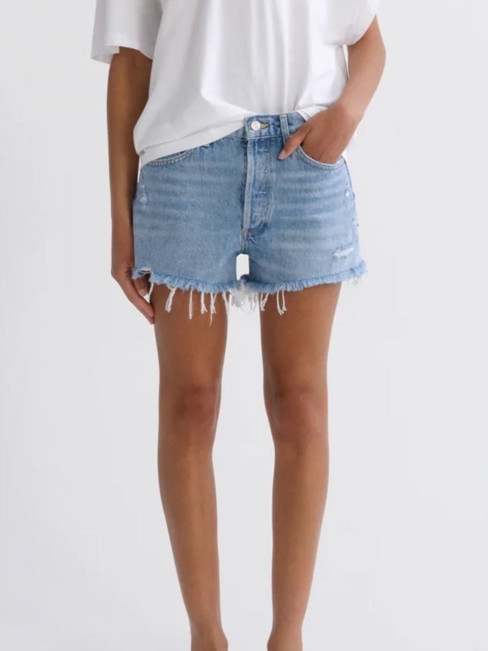 Agolde Parker Light Wash Cut Off High Rise Denim Casual Blue Jean Shorts Size 30
